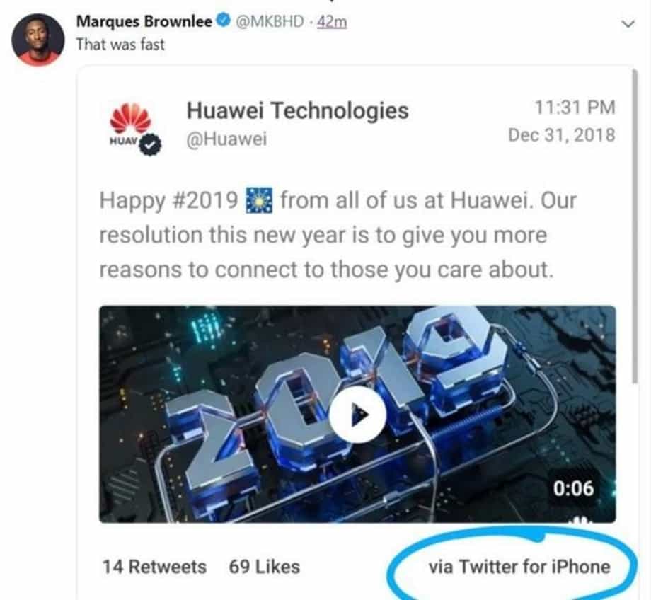 Працівники Huawei користуються iPhone
