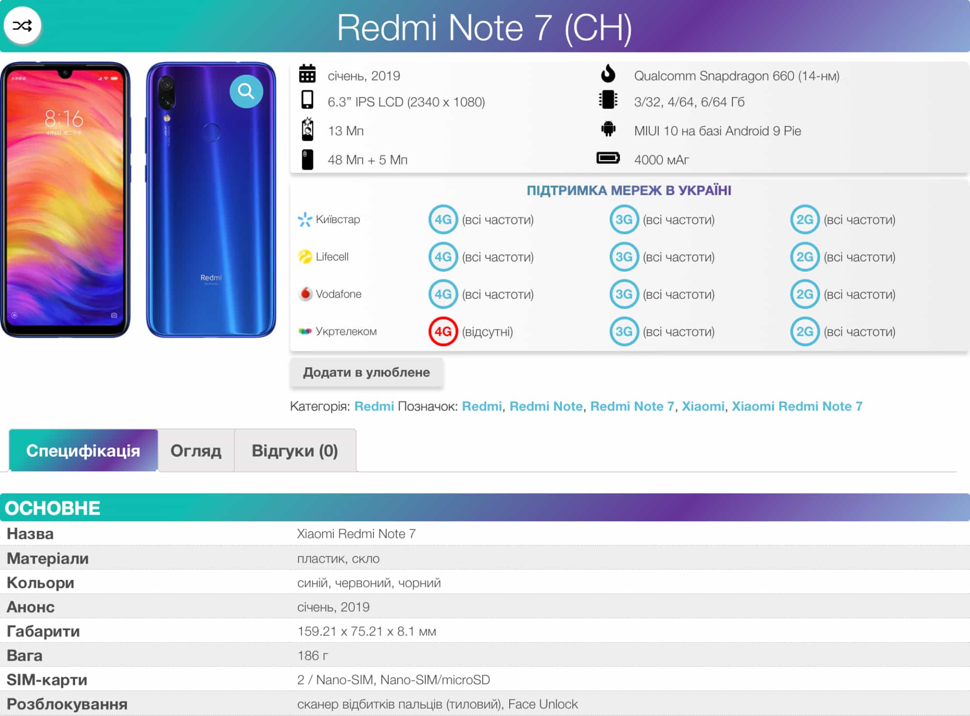Redmi Note 7 – База даних смартфонів Pingvin Pro