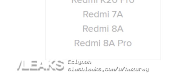 Redmi 8A Pro згадка про новий смартфон Xiaomi