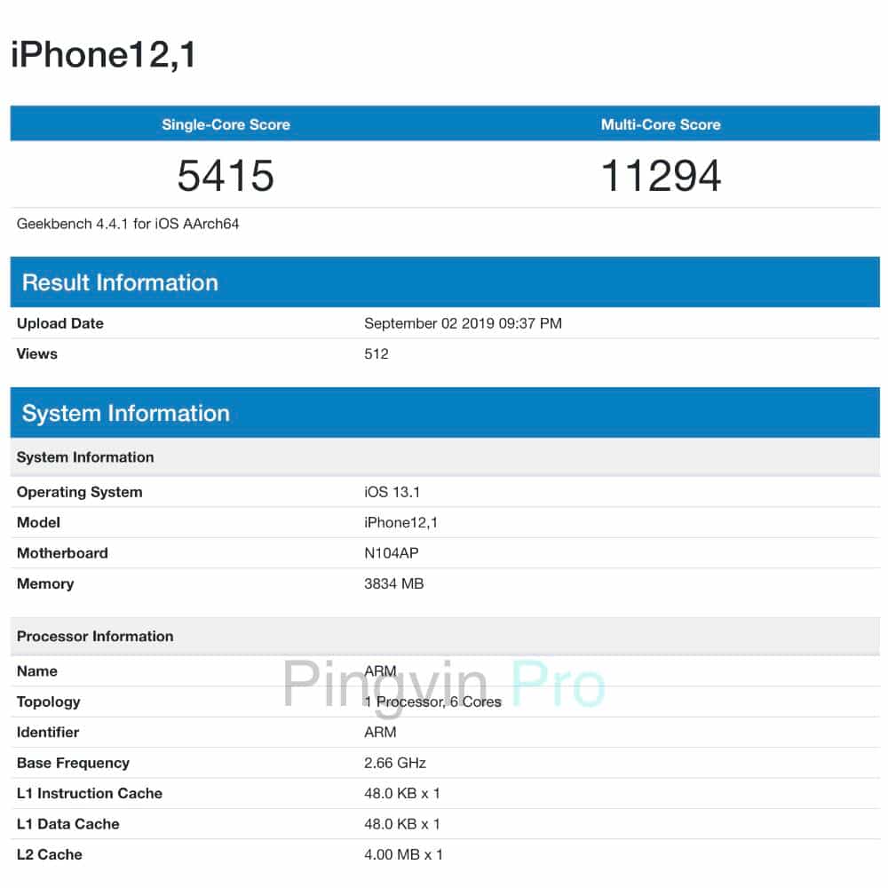 Apple iPhone 11 з'явився в базі Geekbench