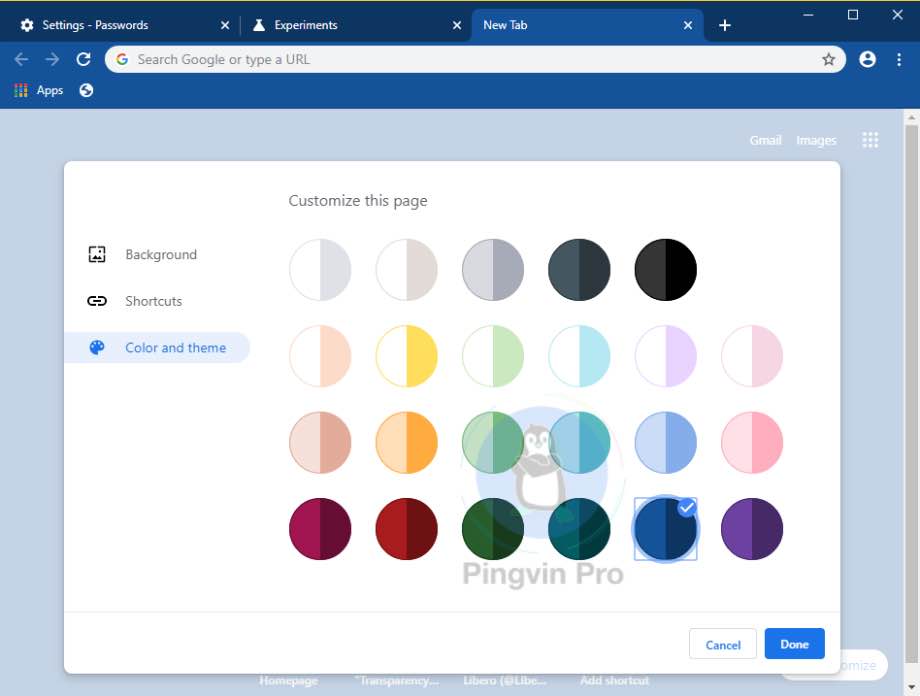 Google Chrome 78 кольорові теми