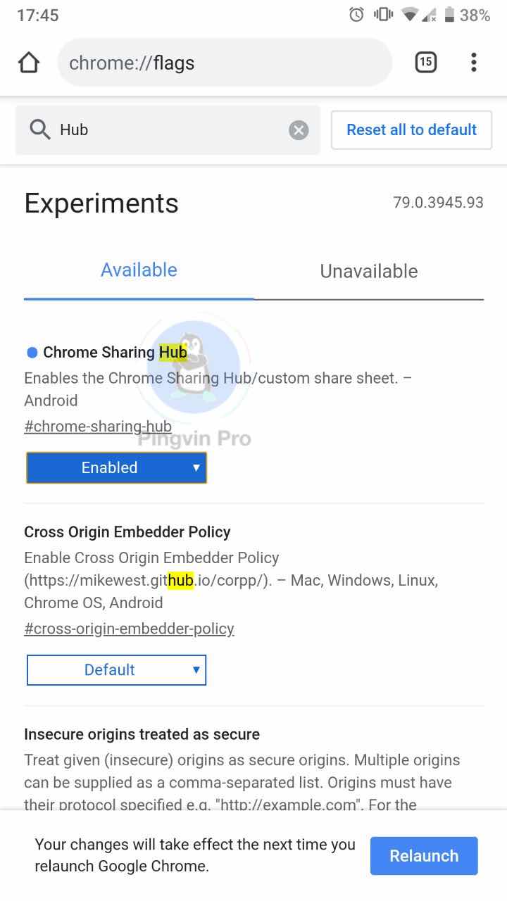 Sharing Hub в Chrome Canary для Android