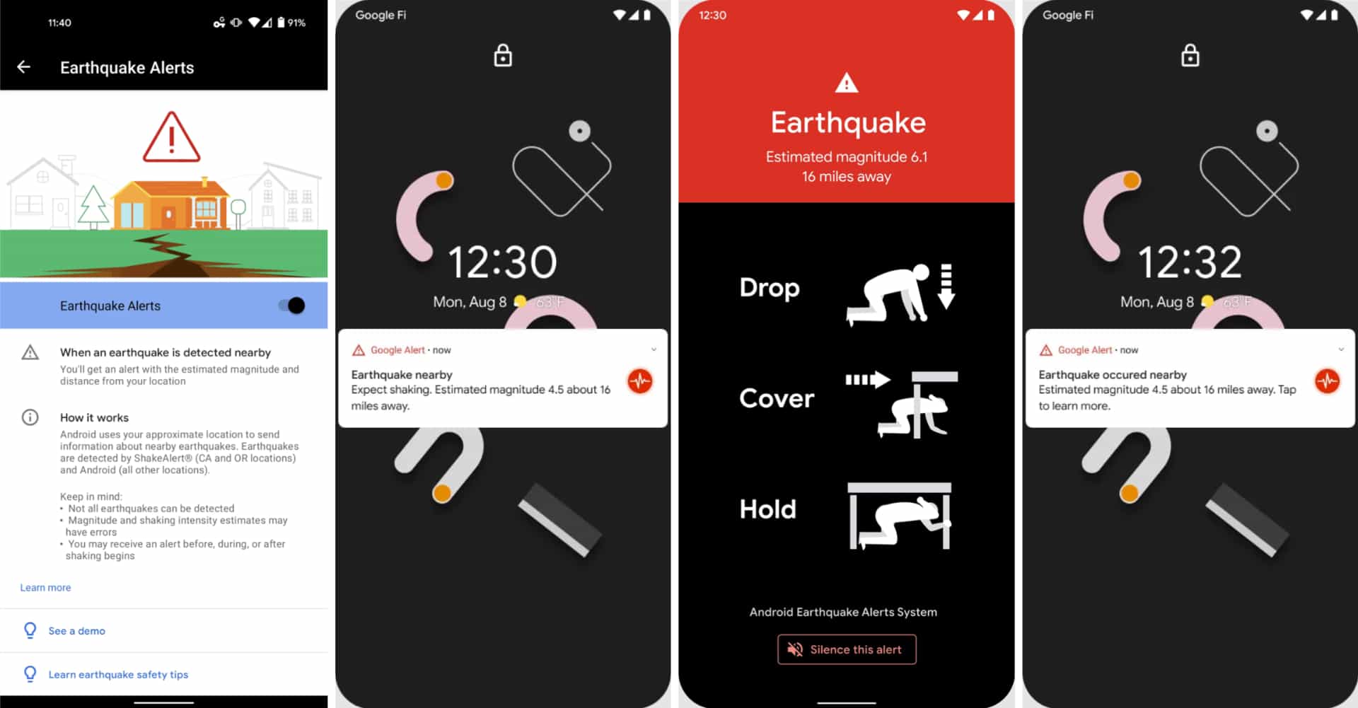 Android сповіщення про землетрус