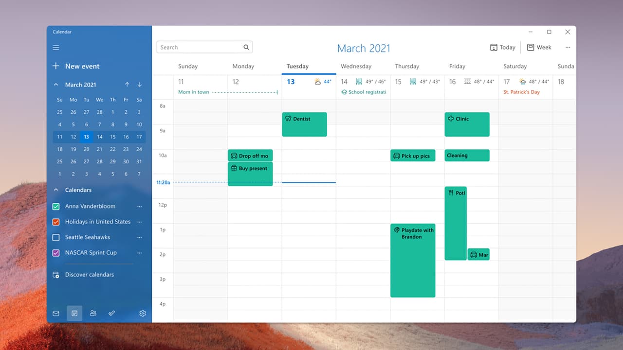 Пошта і календар (Mail & Calendar) - Windows 11