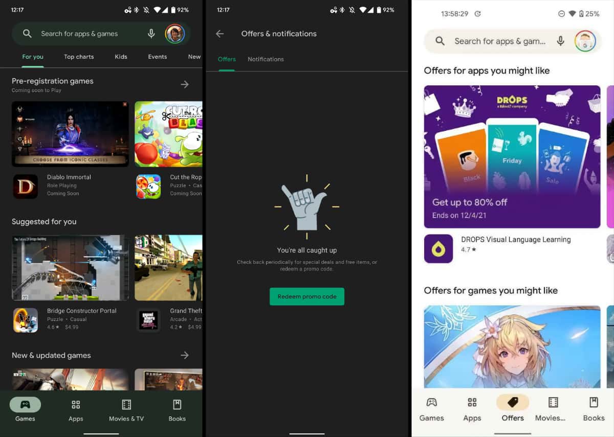 Google Play Store – нова вкладка Пропозиції (Offers)