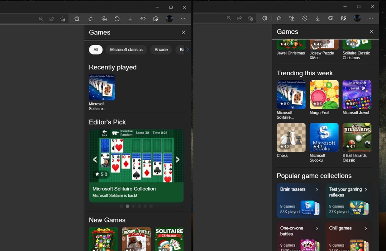 Microsoft Edge - Ігрова панель