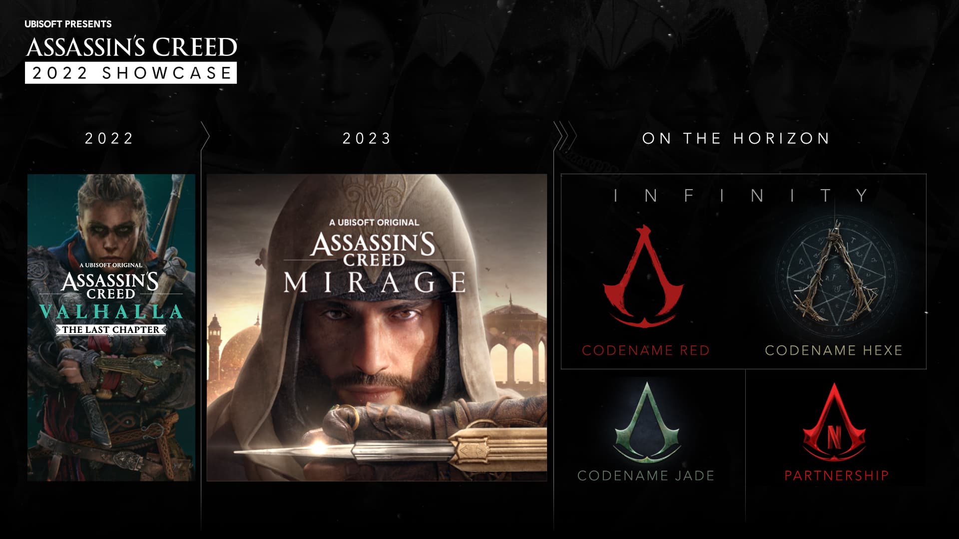 Assassin's Creed Infinity (Valhalla, Mirage, JADE, RED, HEXE)