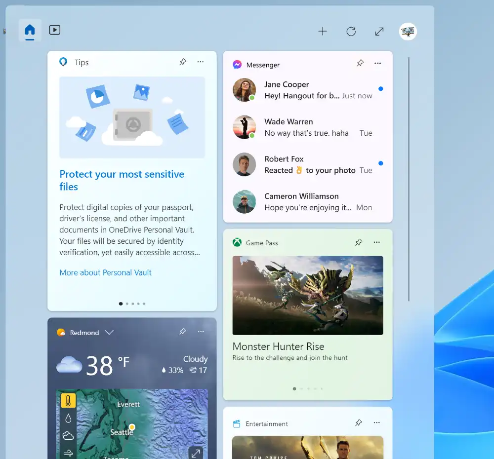 Перший сторонній віджет (Windows 11 - Facebook Messenger)