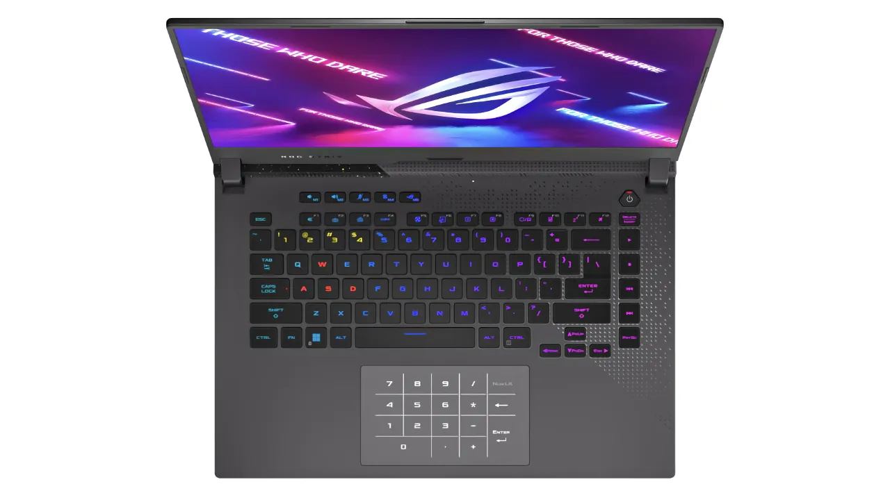 ASUS ROG Strix G15 G513RW (вид згори, клавіатура)
