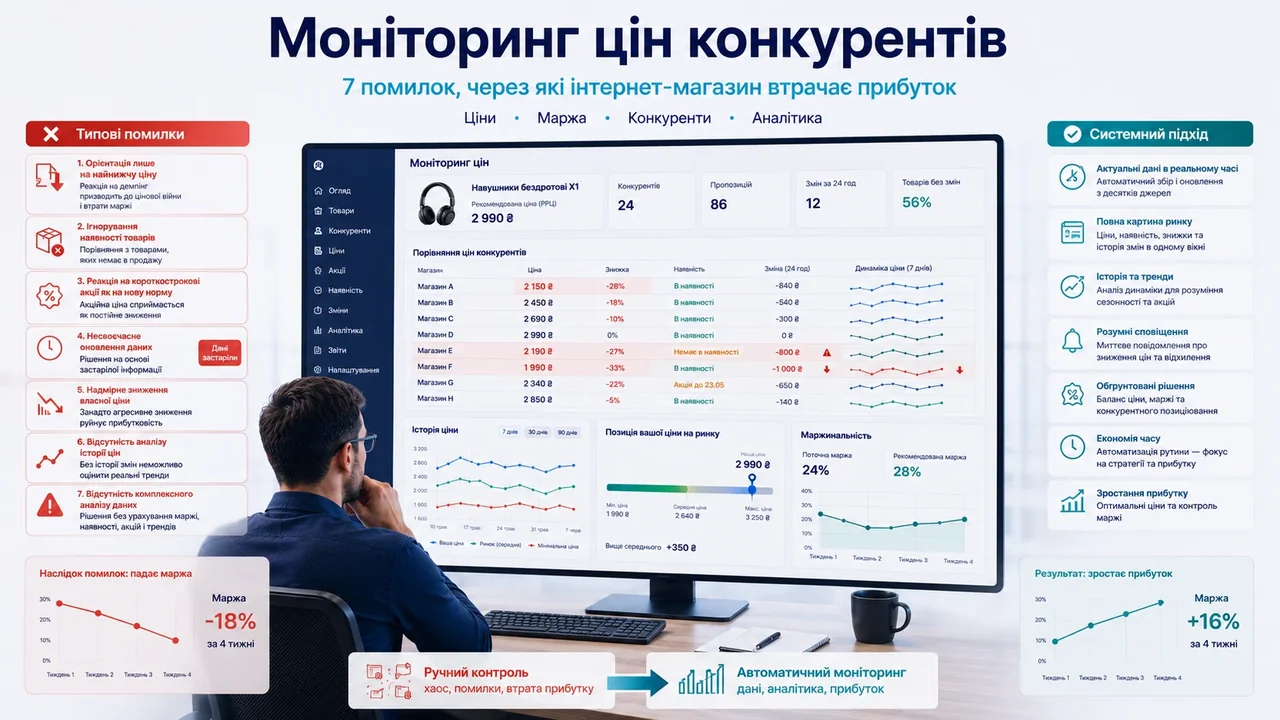 Моніторинг цін конкурентів: 7 помилок інтернет-магазину