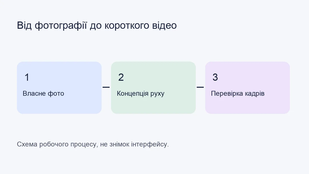 Схема: власне фото, концепція руху, перевірка кадрів